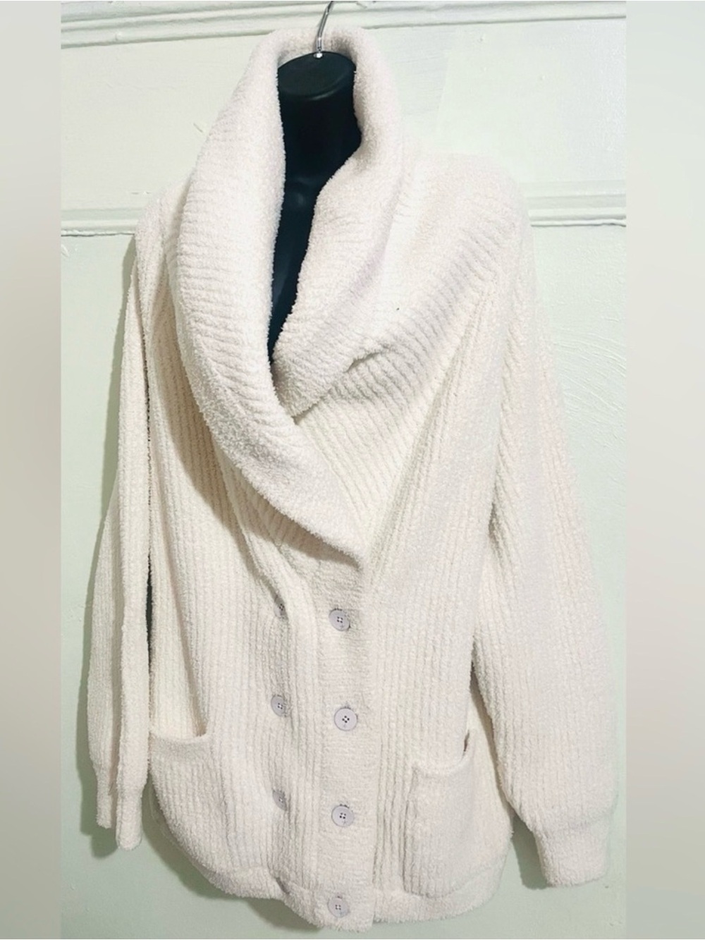 Barefoot Dreams Cozy Chic Cowl Neck Sweater with Buttons